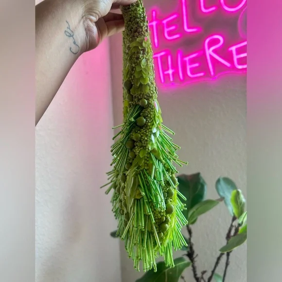 GREEN BEADED VRIAL BAG BY HANDCRAFTED BY INDIA - Picture 7 of 8